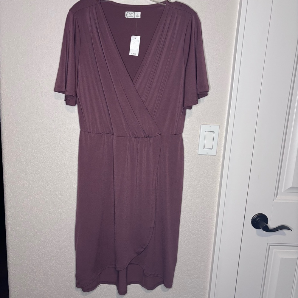 Maurices Brown Sheath Dress V-Neck Flutter Sleeves